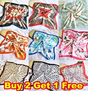 Satin Shimmer Silky Bandana Headband Square Scarf Neck Silk Wrap Face Cover Mask - Picture 1 of 42