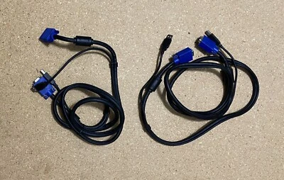 Lote de dos (2) cables KVM de 5 pies USB 2.0 VGA USB tipo B para conmutador KVM PROBADOS Foto 1 de 3