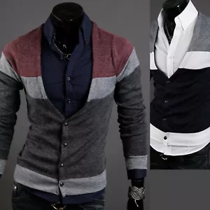 Neu Herren stilvoll farblich abgestimmte Strickjacke Pullover Pulli Blazer Oberbekleidung Tops S/M - Bild 1 von 5