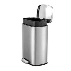 Qualiazero 13.2 Gallon Trash Can, Rectangular Step On Kitchen Trash Can, White - Picture 1 of 10