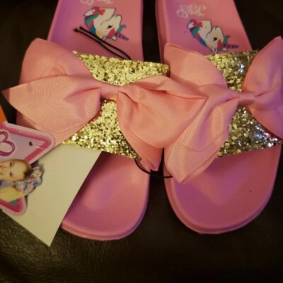 Chanclas JoJo Siwa: Lazo Rosa para Niña Talla L/3 con Fondo Banda Brillo Dorado Nuevas con Etiquetas Foto 1 de 4