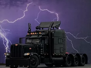 1/64 DCP ALL BLACK #3 PETERBILT 389 TRI-AXLE W/ 70" MID ROOF SLEEPER - Picture 1 of 8