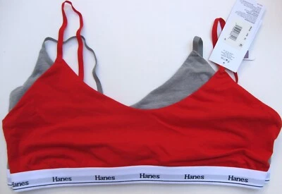 Nuevo paquete de 2 bralettes Hanes Originals 95 % algodón DHO101, MHO102, MHO103 M-2XL Foto 1 de 3