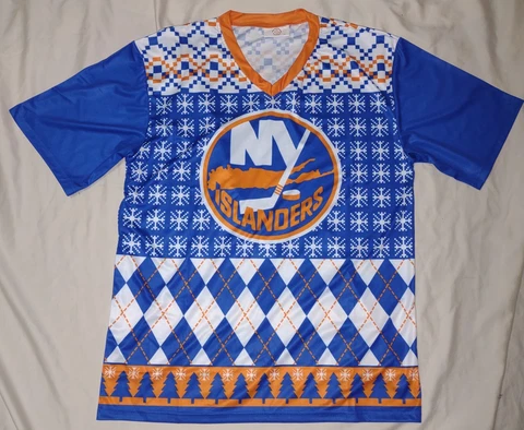 New York Islanders Christmas Shirt Ugly Sweater Size XL Short Sleeve NHL Gift Cover