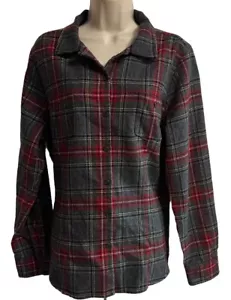 Pendleton Wool Shirt XL Gray Red Tartan Plaid Womens Pockets Machine Washable - Picture 1 of 11