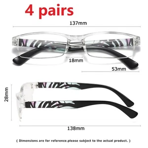 4er-Pack Herren Damen Unisex rechteckig blau lichtblockierend Lesebrille Leser - Bild 1 von 6