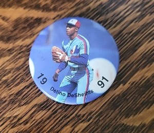 MLB 1991 MLBPA Photo Button Pin - Montreal Expos - Delino DeShields