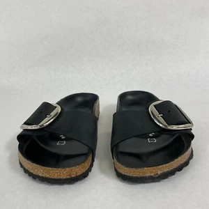 Birkenstock New w/ Box Madrid Big Buckle Black Oiled Leather Exquisite Narrow - Picture 1 of 5