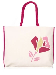 Lancome Sommertasche Canvas groß Strandtasche Farbe: rosa rose 17” x 12” x 2” - Bild 1 von 1