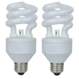 2Pack CFL Light Bulb, T3 Spiral Fluorescent Light, 15W(60W), 3000K, E26, 900LM - Picture 1 of 3