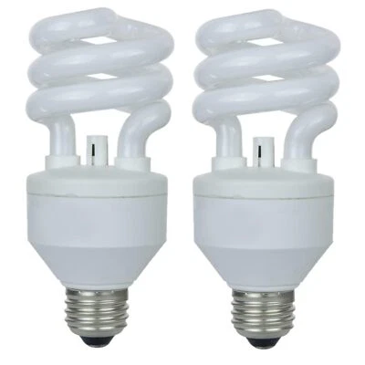 2Pack CFL Light Bulb, T3 Spiral Fluorescent Light, 15W(60W), 3000K, E26, 900LM - Image 1 of 3