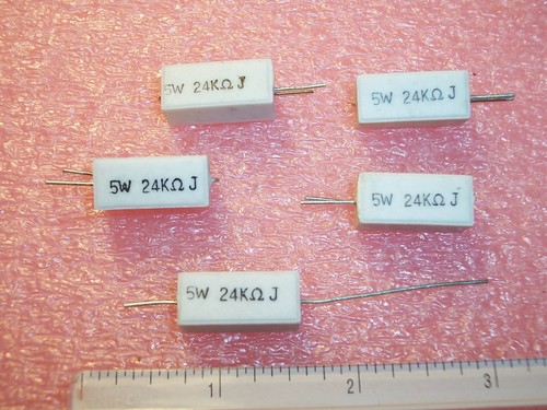 QTY(100) 24K Ohm 5W 5% AXIAL/VERTICAL CERAMIC WIREWOUND RESISTORS 5W24K ...