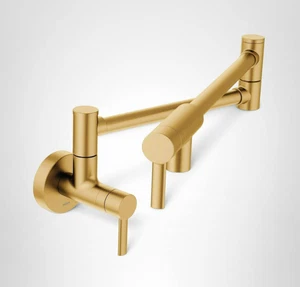 Grifo de llenado de olla de montaje en pared dorado cepillado Moen S665BG brazo oscilante cocina - Imagen 1 de 12