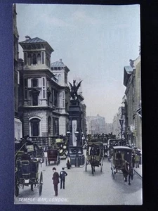 London TEMPLE BAR & Temple Bar Memorial showing Taxi Hansom Cabs c1908 Postcard - Picture 1 of 3