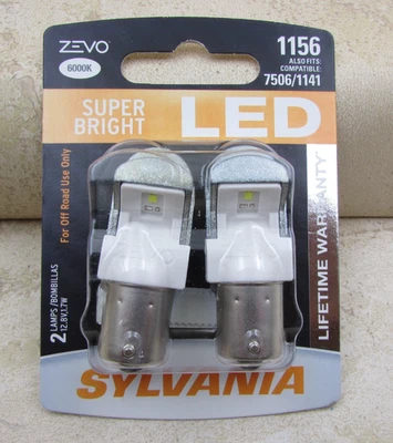 SYLVANIA 1156 LED White Mini Bulb, 6000K  Super Bright LED 2 Bulbs, 7506 1141 - Image 1 of 2