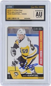 Jake Guentzel Penguins Signed 2016-17 Upper Deck O-Pee-Chee CGC 10 Rookie Card - Picture 1 of 3