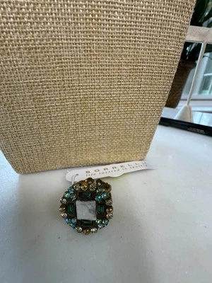 Sorrelli Statement Ring Antique Gold Tone Swarovski Crystal Adjustable Ring - Image 1 of 3