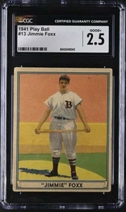 1941 PLAY BALL #13 JIMMIE FOXX CGC 2.5 GOOD+ RED SOX 4892 - Picture 1 of 2