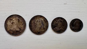 1898 Queen Victoria 925 Maundy Coin Set 4d, 3d, 2d, 1d, AU - Picture 1 of 2