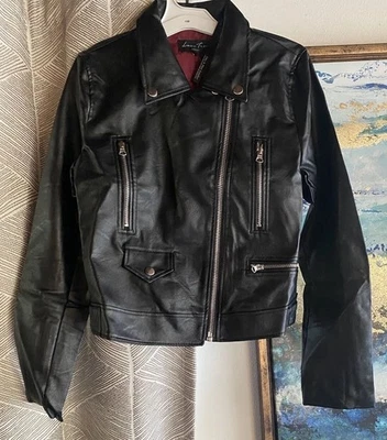 Love Tree  Womens Black Faux Leather Moto Jacket Blazer NEW Sz Medium - Image 1 of 4