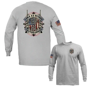 Orgulloso Veterano Americano Segunda Enmienda Pistola Militar Patriótica Bandera de Estados Unidos Manga Larga - Imagen 1 de 17