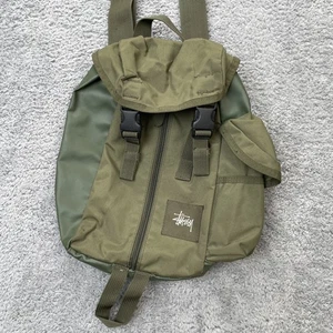 VTG Stussy Bag Backpack Green Olive Crossbody Army Military Strap Streetwear - Picture 1 of 15
