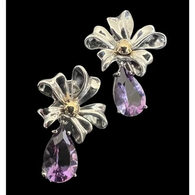 Pendientes Tiffany & Co. Plata de Ley Oro 18k Amatista Arco Cinta RETIRADOS Foto 1 de 4