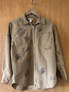 Chico’s Brown Suede Tribal Print Zip Up Jacket Size 0/Small - Bild 1 von 4