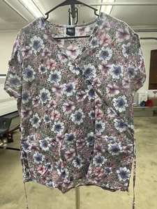 Medgear Scrub Top - Size LG - Pink/Purple/Gray - Preowned  - Picture 1 of 2
