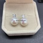 Elegant Aaa+ 9-10mm Real Natural Akoya White Pearl Stud Earrings Fashion Earring
