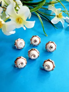 498b/ Lovely Buttons "Pearl of the Orient Heart of Rhinestones" Set of 6 Buttons - Picture 1 of 3