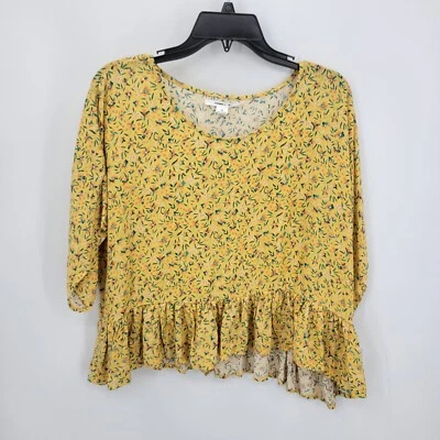 Blusa O'Neill Top Mujer Mediana Amarilla Floral Peplum Boho Cuello Redondo Festival Foto 1 de 4