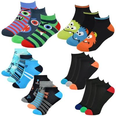 Kids Boys Bamboo Socks Pack of 3 Trainer Socks Kids Footwear Age 2-14 Years - Image 1 of 2