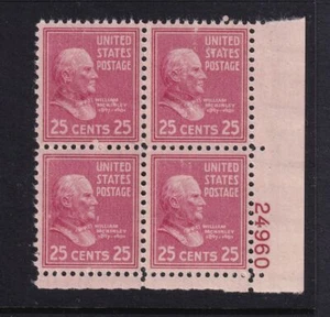 1938 PREXY William McKinley 25c Sc 829 MNH plate block OF 4 (CF - Picture 1 of 1