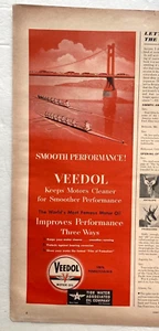 Veedol Vintage Print Ad Pennsylvania Motor Oil Tide Water Bridge Boat 5.5x 14 In - Picture 1 of 2