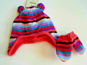 Juego de sombrero y guantes para niñas talla 0-3 meses nuevo con etiquetas azul marino antiguo - Imagen 1 de 2