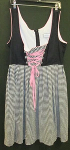 Damen Trachten Kleid Dirndl schwarz weiß kariert mit rosa Gr.44 von dirndl.com - Picture 1 of 2