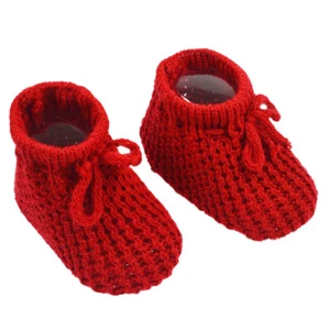 Newborn Baby Knitted Booties Red Christmas Bootees Girl Boy Bow Soft Touch