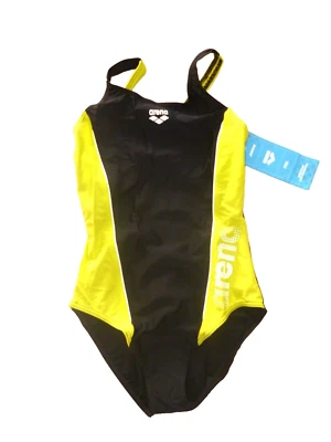 Arena Kinder Mädchen Badeanzug Größe 152 Farbe schwarz-gelb Ringerrücken - Bild 1 von 4
