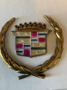 Cadillac Crest + Wreath GOLD Emblem (2 Pieces Included) - Picture 1 of 7