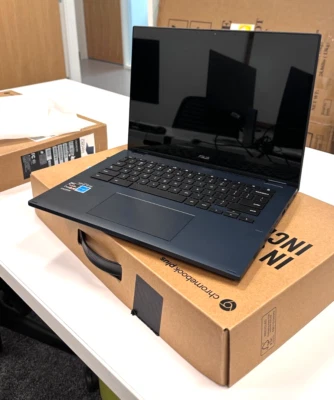 ASUS Chromebook Plus 14" 2-in-1 (AMD Ryzen 3 7320C, 8GB/128GB SSD) Laptop (Blue) - Image 1 of 3