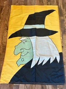 Vintage Halloween Green Witch Flag ~ House/Garden/Porch Yard 42x27” - Picture 1 of 5