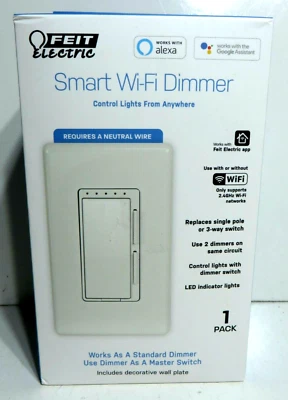New Feit Wi-Fi Smart Dimmer 3 Way or Single Switch LED use with Alexa Google - Image 1 of 4