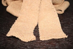 Vintage Ecru Beige Square Tip Knit 100% Wool Tie Hipster Trad Ivy Prep Professor - Picture 1 of 2