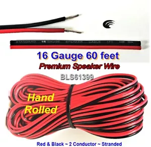 CAVO ALTOPARLANTE 60' FT ROSSO NERO 16 cablaggio audio auto casa alimentazione 12 V corrente continua - Foto 1 di 5