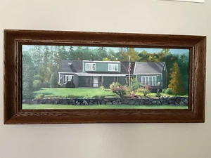 Original Oil Painting House with American Flag by M. Soper Framed Peaceful - Picture 1 of 13