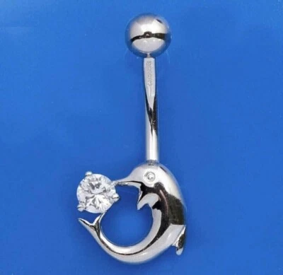 1.00Ct Round Moissanite Navel Belly Botton Women 14k White Gold Plated - Image 1 of 3