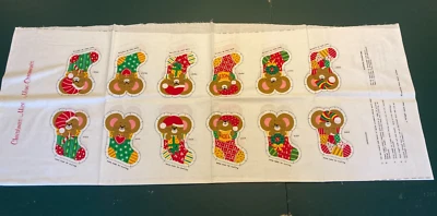 VTG Cut Sew 6 Christmas Ornaments Cranston VIP Fabric Panel PATCHWORK MICE Mouse - Image 1 of 4