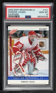 2002 ITG Be A Player Memorabilia Sapphire /100 Dominik Hasek PSA 10 GEM MT HOF