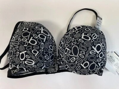 Sutiã Bebe Intimates Feminino Logotipo Push Up Preto Tamanho 36D - Imagem 1 de 4